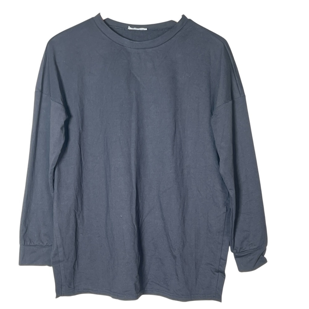 Ekouaer black long sleeve oversized T-shirt top size small S B187